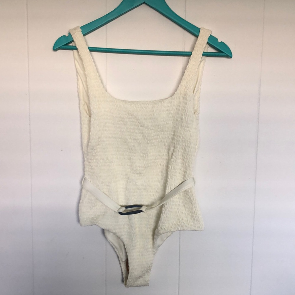 NWT one piece palm swimsuit in cream size 2